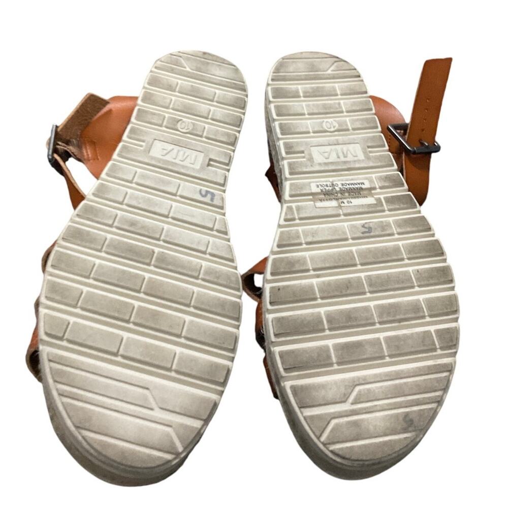 MIA Platform Espadrille Sandals Tan Brown Strappy Wedge Flatform Women’s Size 10 - Picture 5 of 6